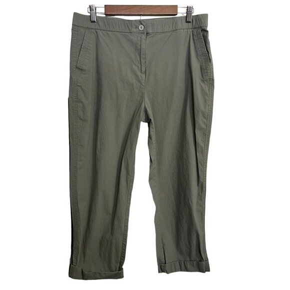 Chico's Womens Green Elastic Waist Pockets Convertible High Rise Pants Large/12 - Picture 2 of 10